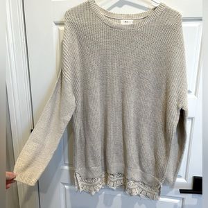 Pins & Needles Crewneck Sweater with Lace Teim Hem Size Medium